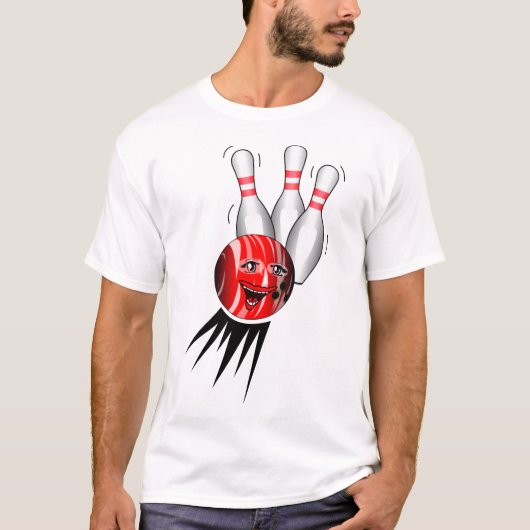 Zehnpins Bowling Strike. T-Shirt (Vorderseite)