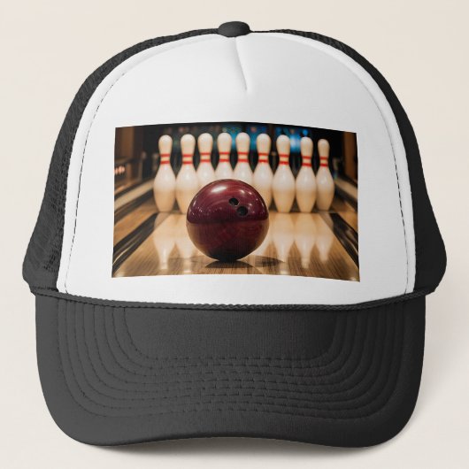 Zehnpins Bowling Strike. Truckerkappe (Vorderseite)