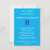 Zehnte des Monsters 11. Geburtstagsparty Einladung (Rückseite)