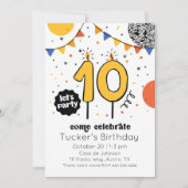 Zehnte Geburtstagskandle Doodle Einladung (Vorderseite)