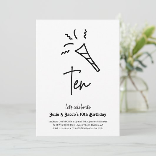 Zehnte Geburtstagsparty Einladung (Stehend Vorderseite)