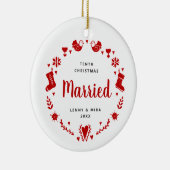 Zehnte Weihnachten Verheirateten Personalisierten Keramik Ornament (Rechts)