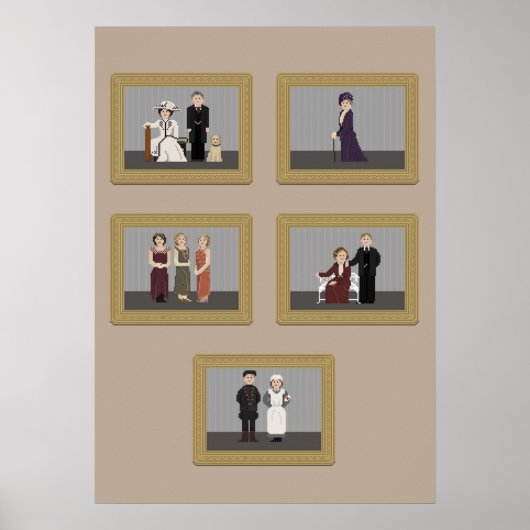 Zeichen aus Downton Abbey Pixel Art Poster (Vorne)