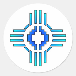 Zeichen-Blau Zias Sun Runder Aufkleber