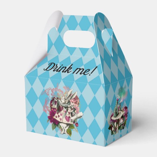 Zeichen der Alice im Wunderland auf Blue Harlequin Geschenkschachtel (Rückseite)