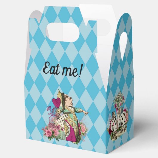 Zeichen der Alice im Wunderland auf Blue Harlequin Geschenkschachtel (Geöffnet)