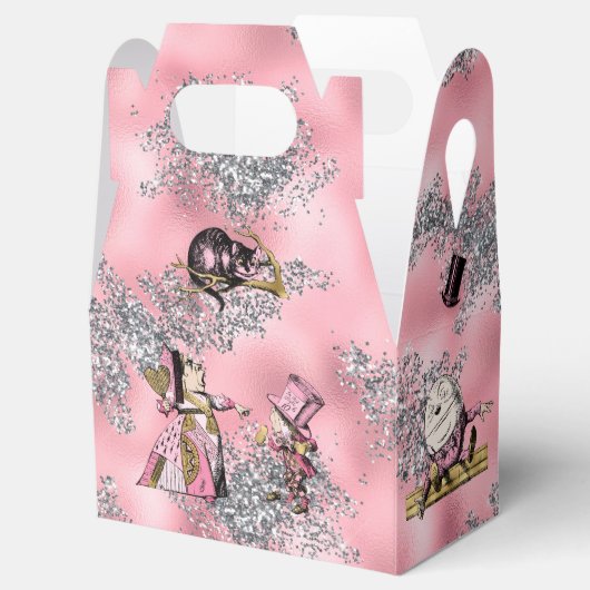 Zeichen der Alice im Wunderland auf Rosa und Silbe Geschenkschachtel (Geöffnet)