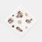 Zeichen der Alice im Wunderland auf Weiß und Glitz Serviette (Ecke)