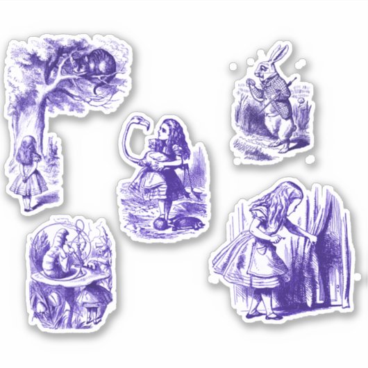 Zeichen der Alice im Wunderland in Lila Aufklebern Aufkleber (Vorderseite)