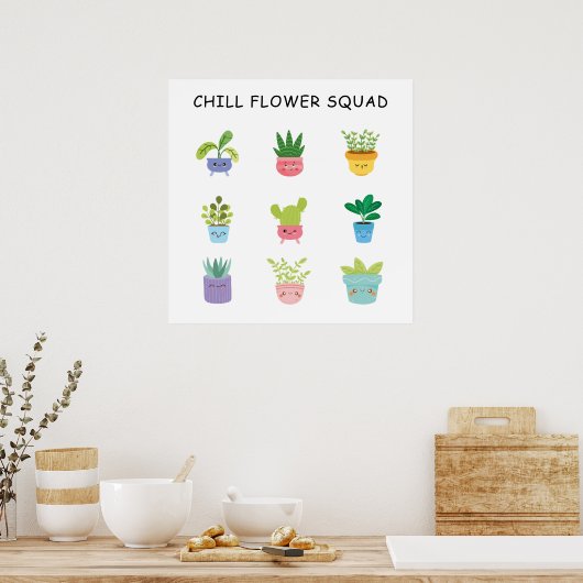 Zeichen der niedlichen Summer Potted-Pflanze Poster (Küche)
