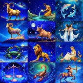 Zeichen der Zodiakalbilder mit Sternen Kalender