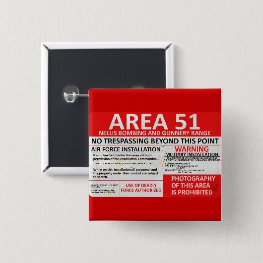 Zeichen des Bereichs-51 Button (Vorne & Hinten)