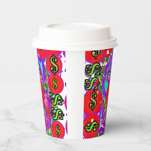 Zeichen des roten Dollars Pappbecher (Links)