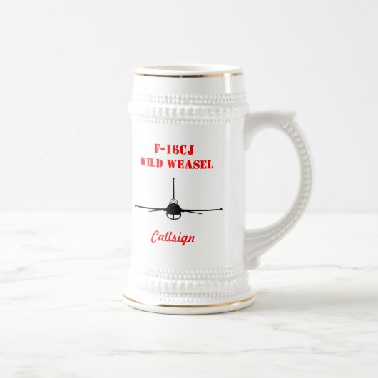 Zeichen F-16CJ kundenspezifisches BierStein w/call Bierglas (Rechts)