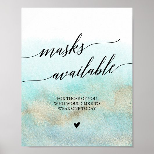 Zeichen für Aqua und Gold Wasserfarbmasken Poster (Vorne)