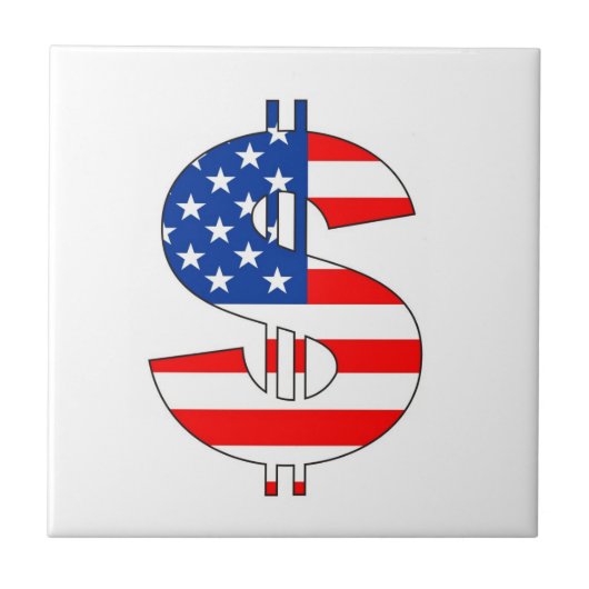 Zeichen für das Symbol des US-Dollars Fliese (Vorderseite)