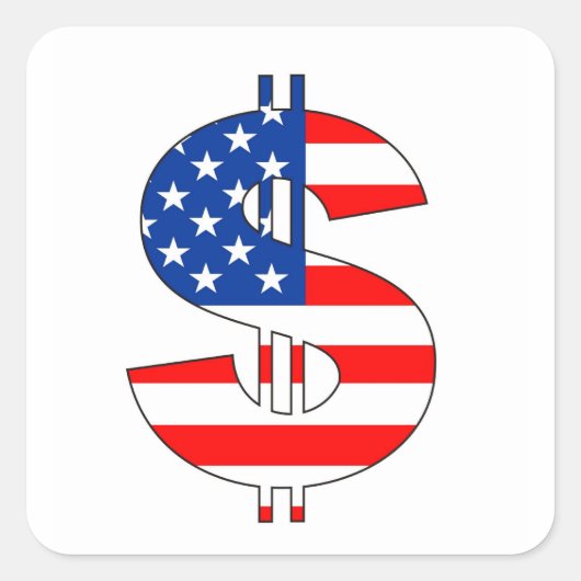 Zeichen für das Symbol des US-Dollars Quadratischer Aufkleber (Vorderseite)