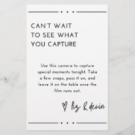 Zeichen für den freien Camera-Tisch Briefpapier