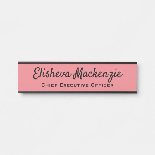 Zeichen für den Türnamen des Büros - Rosa Türschild (Vorderseite )
