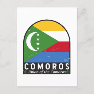 Zeichen für die Comoros-Fahne gestört Vintag Postkarte