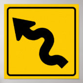 Zeichen für die Windstraße vor der Autobahn Poster (Vorne)