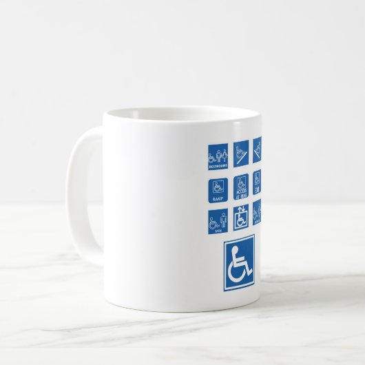 Zeichen für die Zugänglichkeit von Rollstuhlfahrer Kaffeetasse (Vorderseite Links)