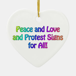 Zeichen für Frieden und Liebe und Protest für alle Keramik Ornament