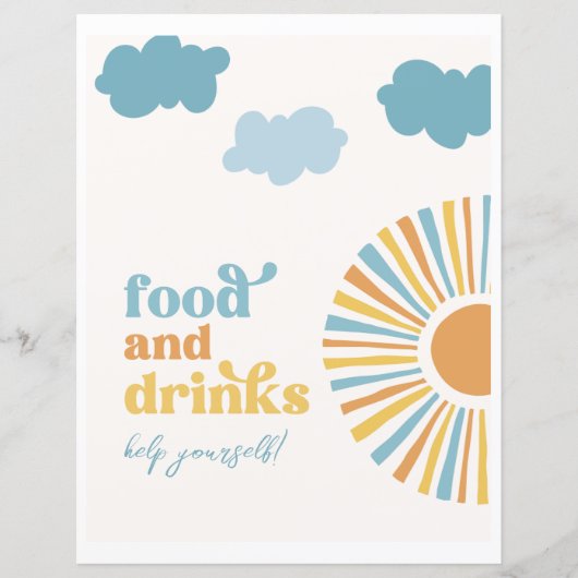 Zeichen für gedrucktes Sun Party Lebensmittel und (Vorderseite)