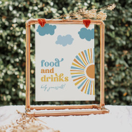 Zeichen für gedrucktes Sun Party Lebensmittel und