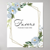 Zeichen für geometrische, blaue Blumenfavoriten Poster (Vorne)