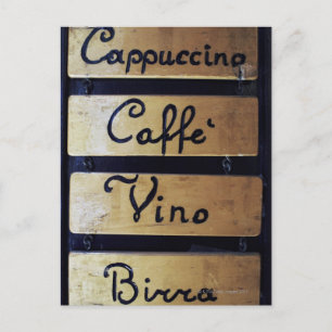 Zeichen für Kaffee, Wein und Bier, Venedig, Italie Postkarte