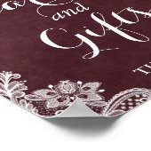 Zeichen für Karten und Geschenke | Burgundy Floral Poster (Ecke)