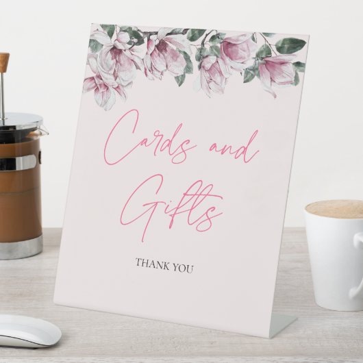 Zeichen für Karten und Geschenke | Rosa Brautparty Sockelschild (In Situ)