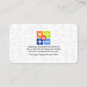 Zeichen für kreative Buchführungsnummern Visitenkarte (Rückseite)