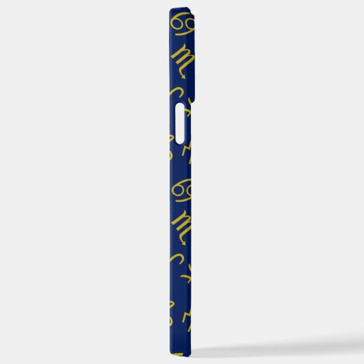 Zeichen für Krebs Zodiac+Astrologie Muster Gold+Bl iPhone Hülle (Rechte Seite)