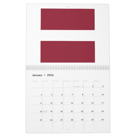 Zeichen für Lettland Kalender (Jan 2026)