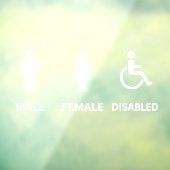 Zeichen für männliche und weibliche Restraumtür Fensteraufkleber (Blatt 3)