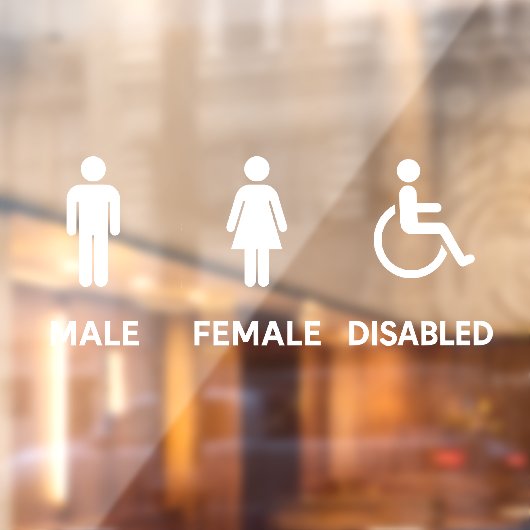 Zeichen für männliche und weibliche Restraumtür Fensteraufkleber (Blatt 2)