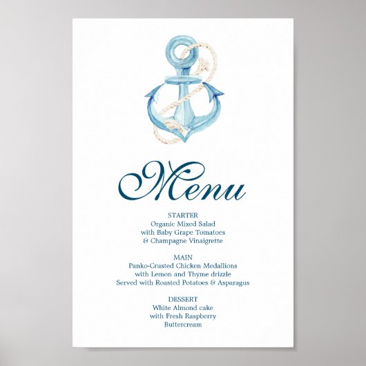 Zeichen für Nautische Marine oder Bar Menu Poster (Vorne)