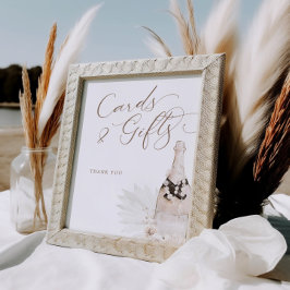 Zeichen für neutrale Perlen und Prosecco-Karten Poster