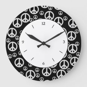 Zeichen für Schwarz und Weiß Große Wanduhr
