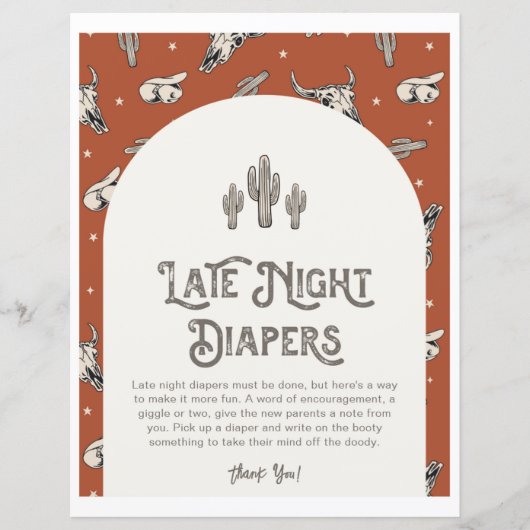 Zeichen für späte Nachttaucher mit 8 x 10 Western (Vorderseite)