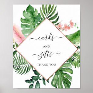 Zeichen für tropische Blumenkarten Poster