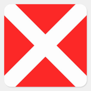 Zeichen für vier nautische Alphabete Quadratischer Aufkleber