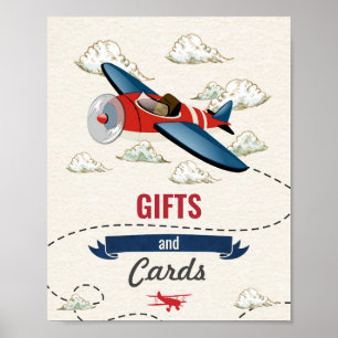 Zeichen für Vintage Flugzeuggeschenke und -karten Poster