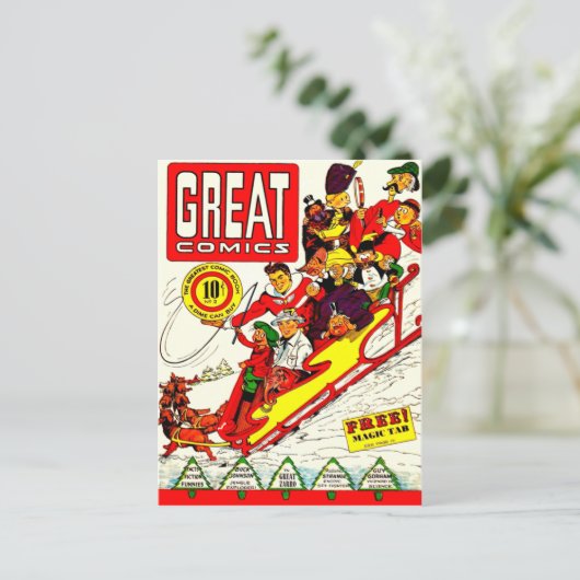 Zeichen für Vintages Comic Postkarte (Stehend Vorderseite)