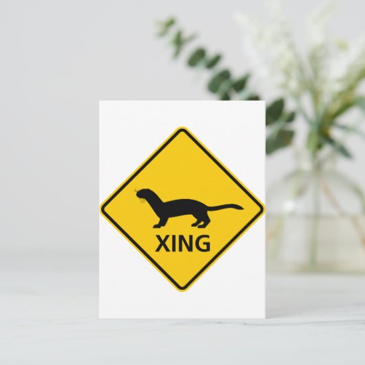 Zeichen für Weasel/Frettchen Postkarte (Stehend Vorderseite)