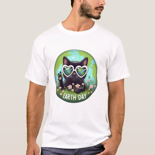 Zeichen Hand Schwarze Katze T-Shirt (Vorderseite)