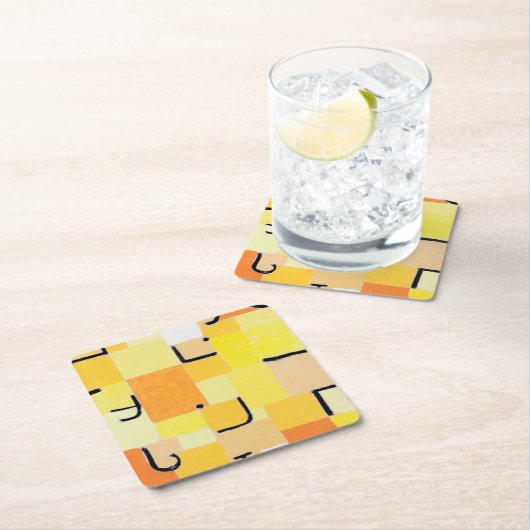 Zeichen in Gelb, Paul Klee Rechteckiger Pappuntersetzer (Vor Ort)