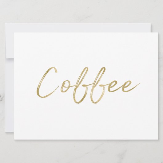 Zeichen "Kaffee" | Stilvolle Goldhandschrift Einladung (Vorderseite)